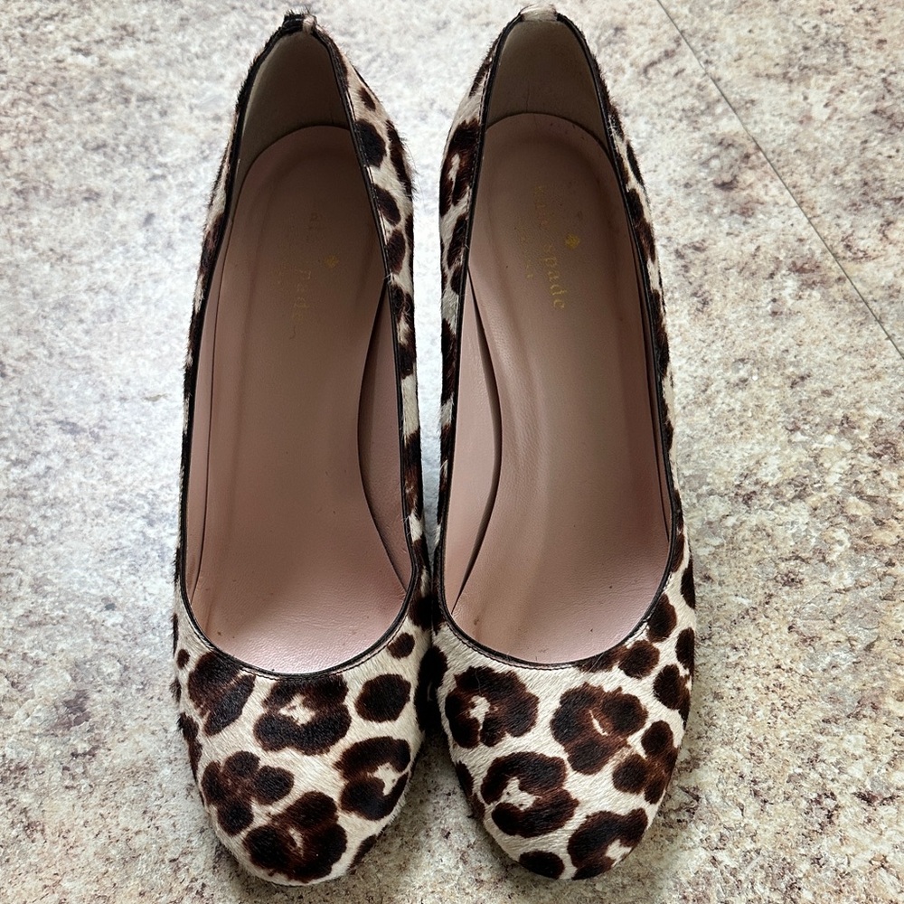 Kate Spade Leopard Print Hair Calfskin Fur Heels Excellent Condition